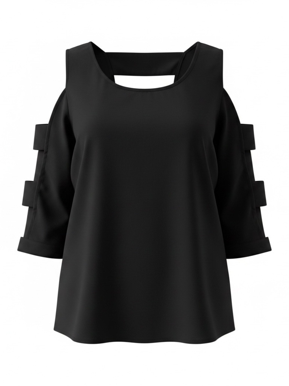 Black Cold-Shoulder Women's Top